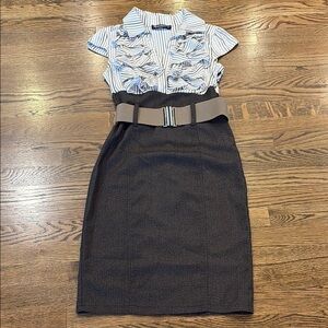 Rinascimento Black and White Pencil Skirt